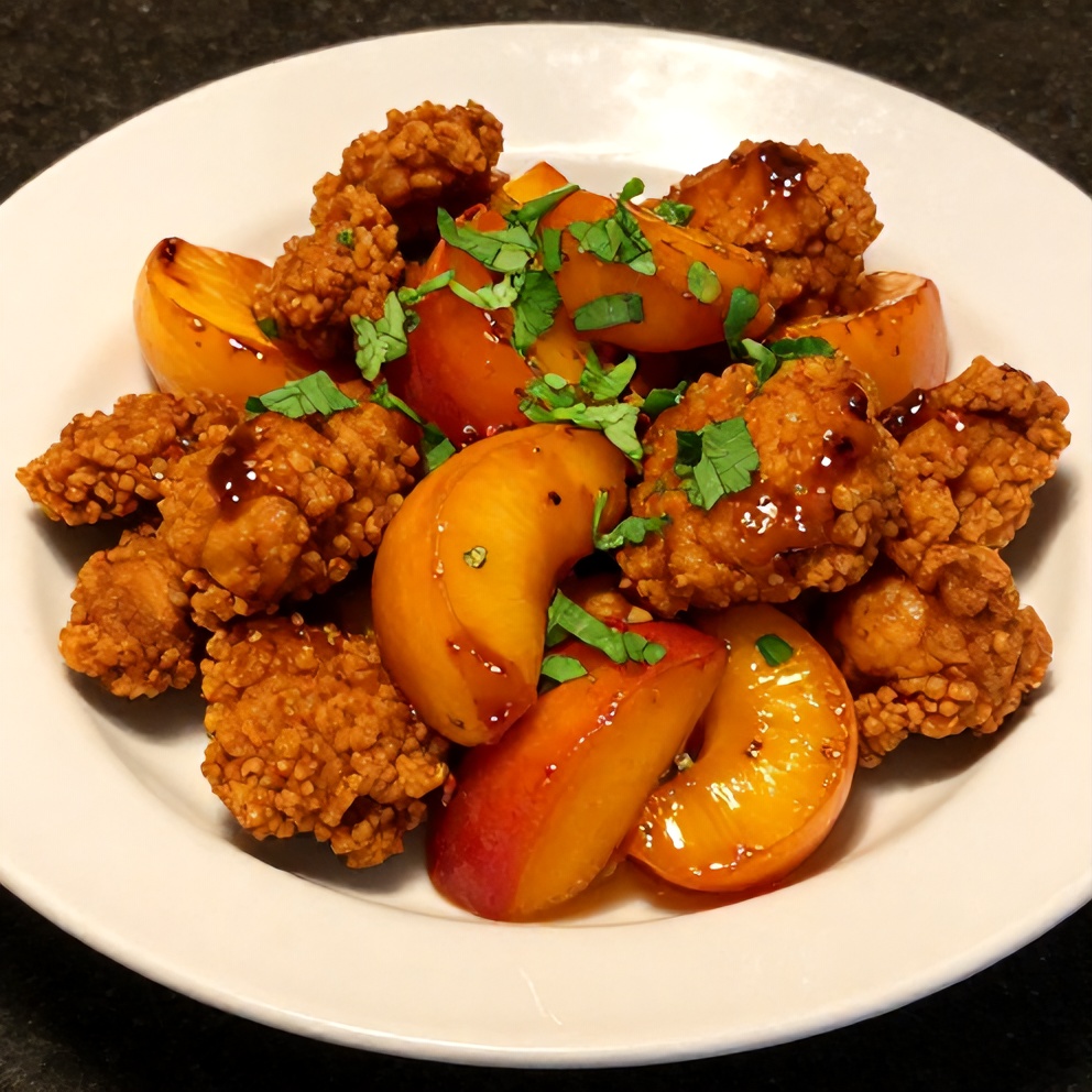 Plated Spicy Jalapeño Peach Chicken