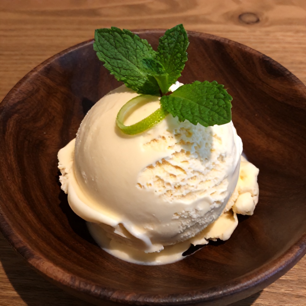 Plated Strawberry Basil Ice Cream with Lime Twist