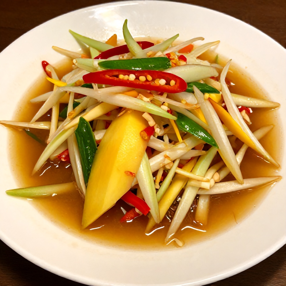 Thai Mango Green Papaya Salad with Chili Lime Dressing