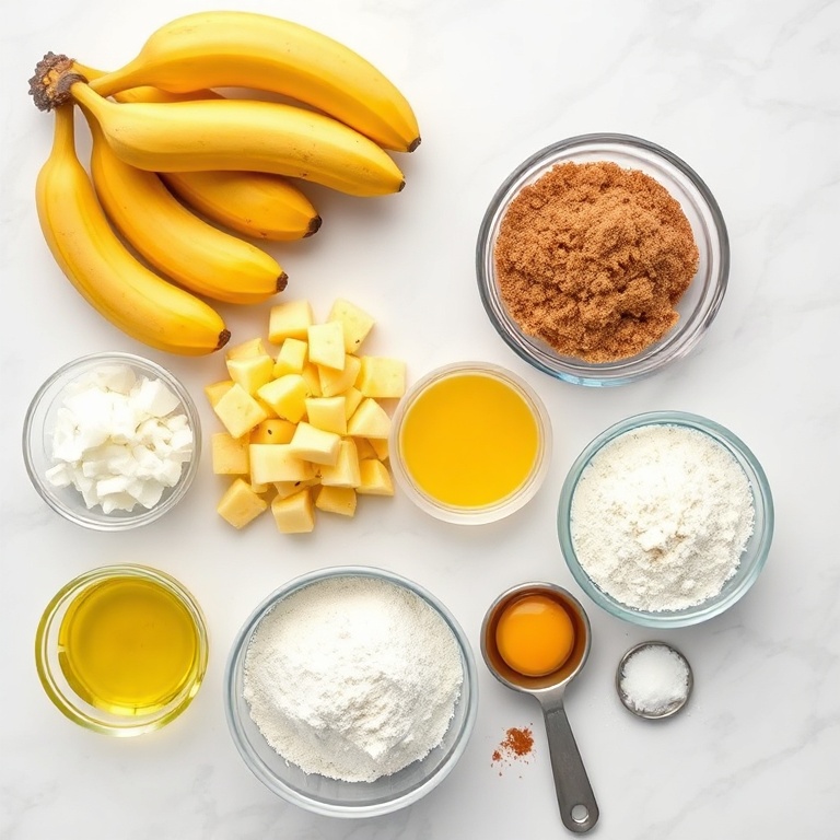 Raw ingredients for Tropical Hawaiian Banana Bread