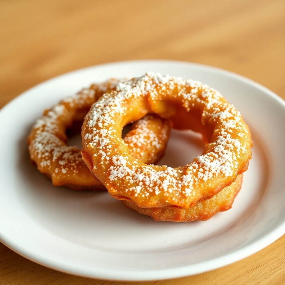 Plated Serving of Crispy Air Fryer Cinnamon Apple Rings