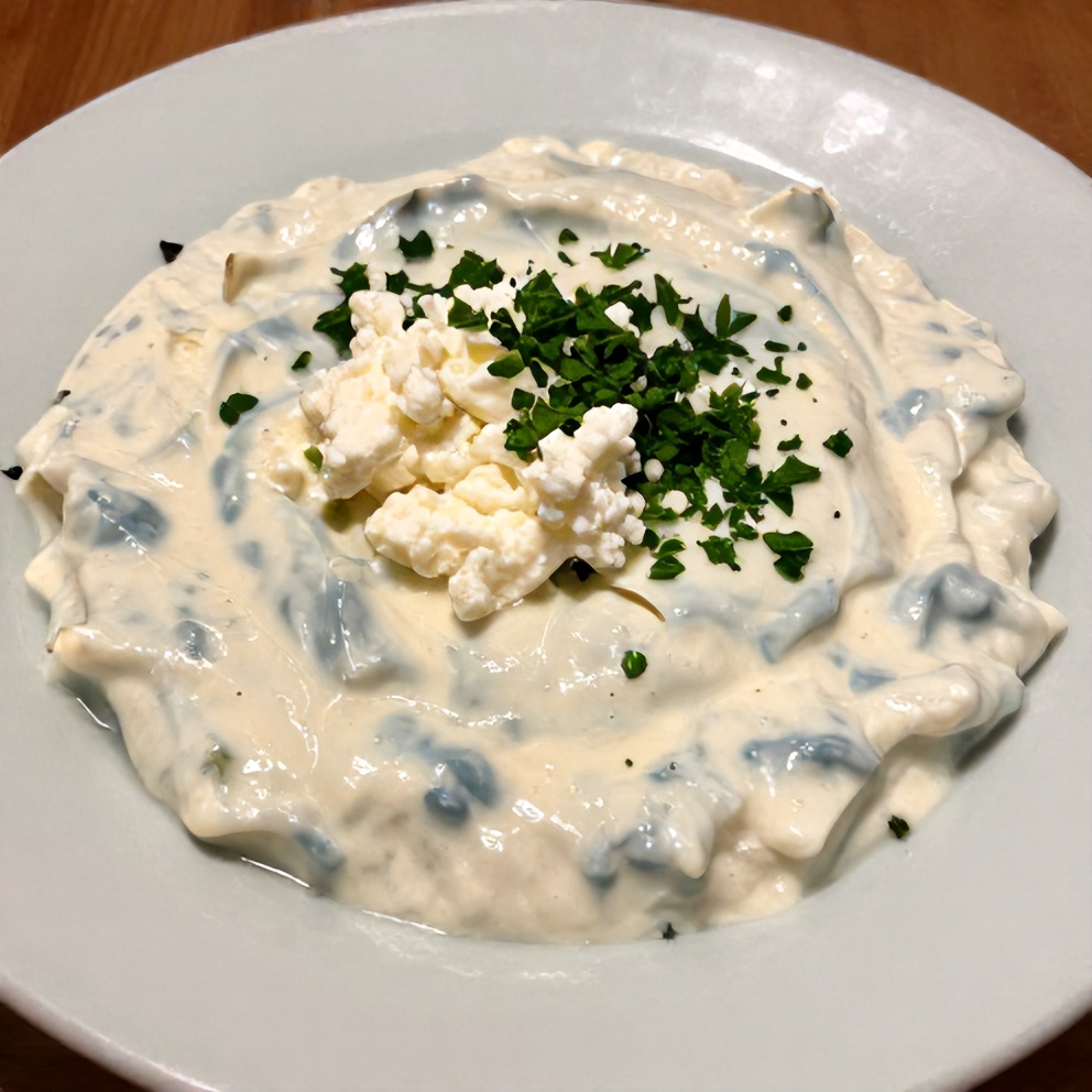Plated Greek Tzatziki Dip with Pita Bread