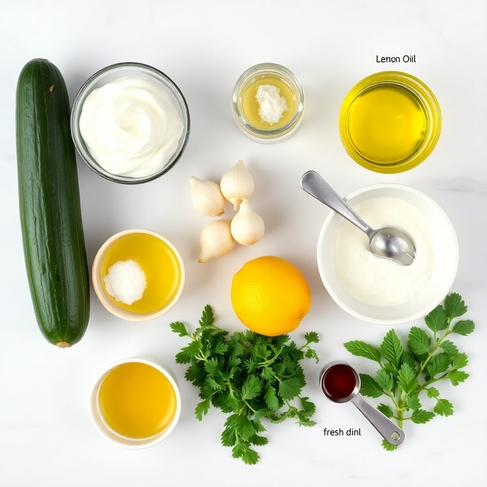 Raw Ingredients for Greek Tzatziki Dip