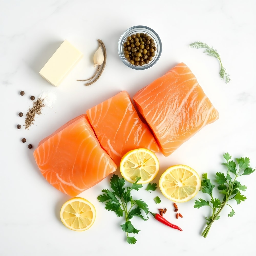 Ingredients for Baked Salmon with Lemon Caper Butter