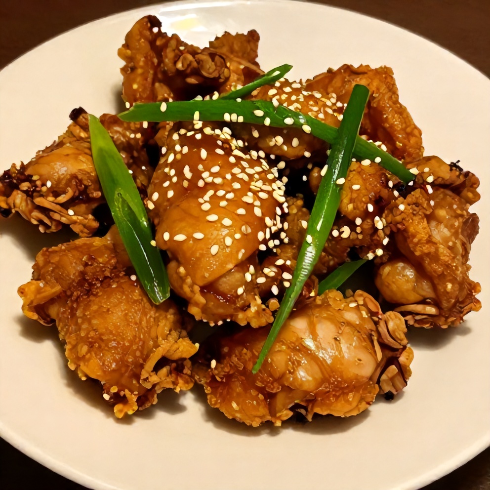 Plated Bang Bang Thai Chicken with green onions