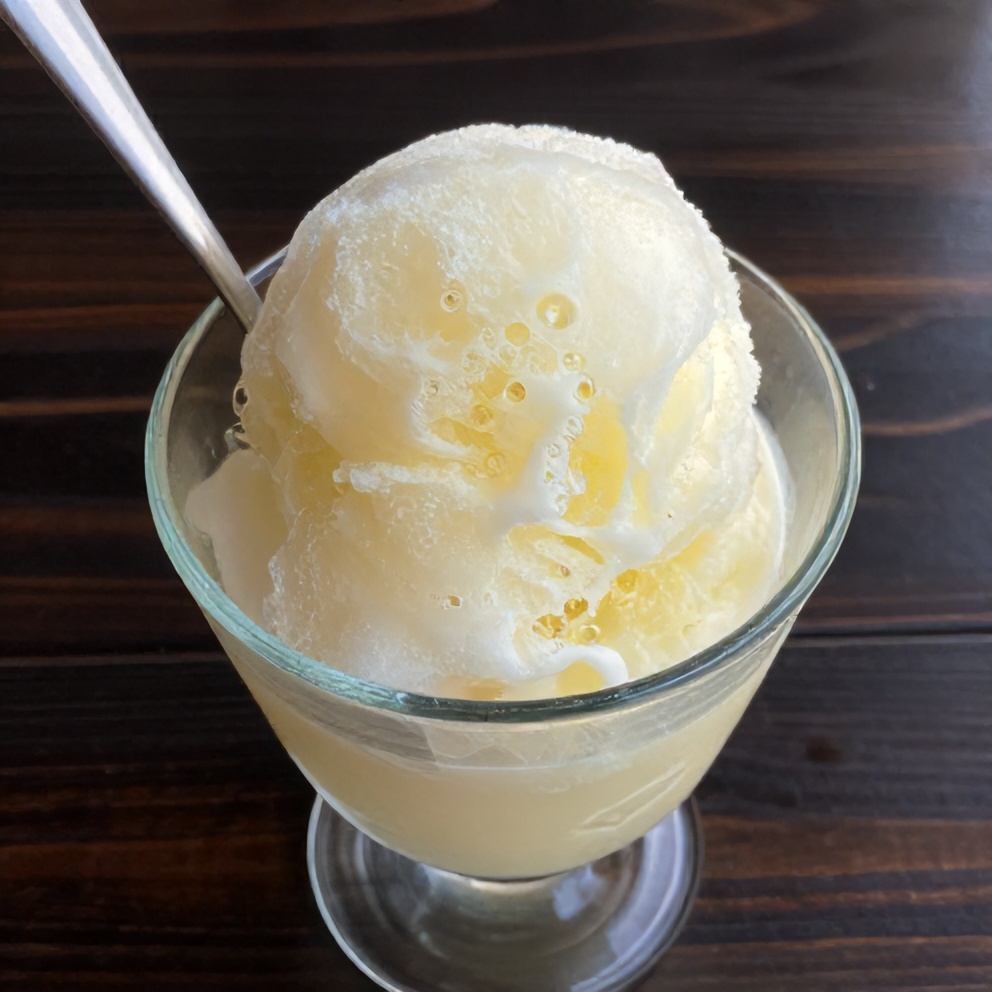Basil Lemon Granita served in a glass