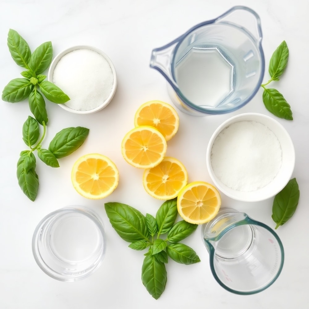 Basil, lemon, sugar, and water for Granita