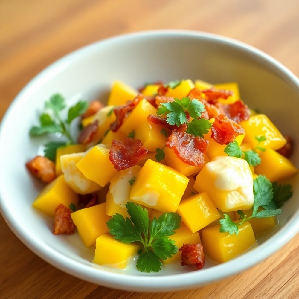 Plated mango salad with lime dressing