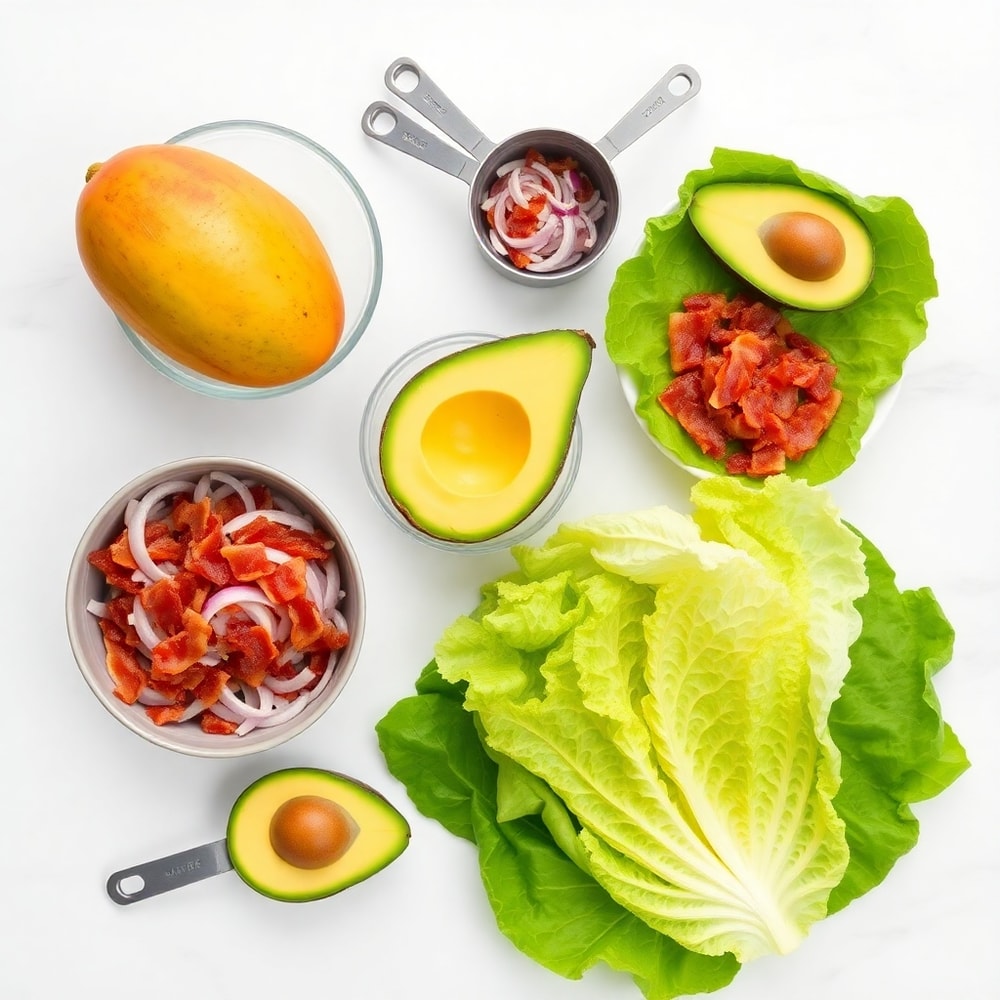 Raw ingredients for mango salad
