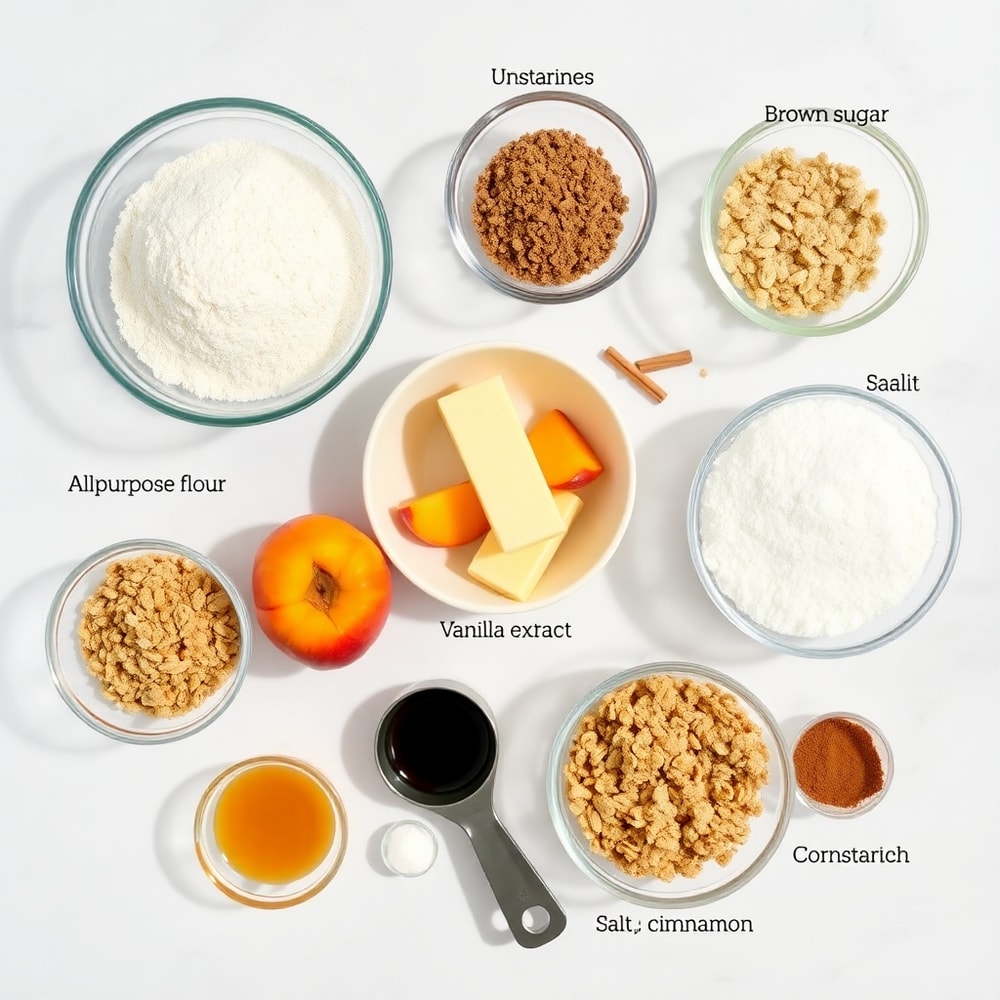 Ingredients for Brown Butter Nectarine Crumble Bars