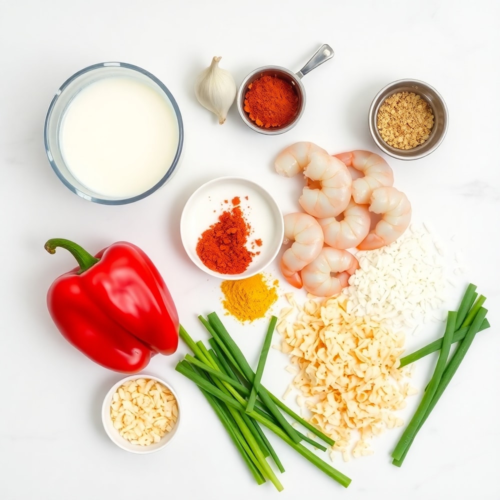 Raw ingredients for Coconut Garlic Shrimp