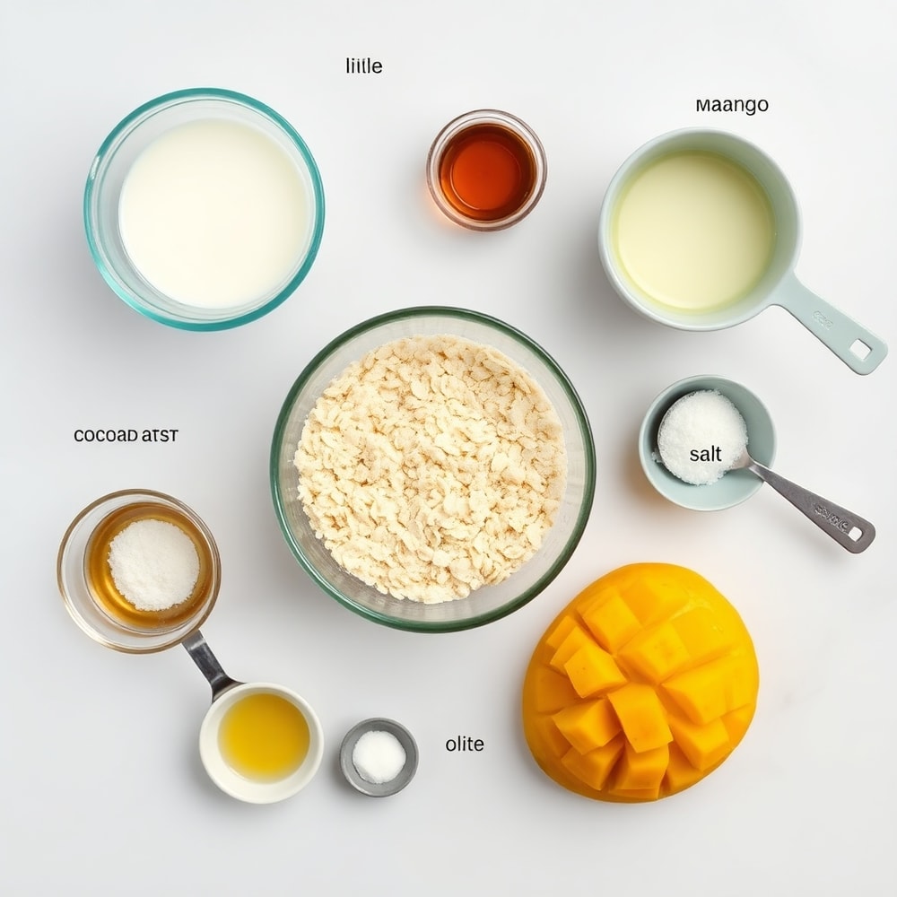 Raw ingredients for Creamy Pandan Coconut Overnight Oats
