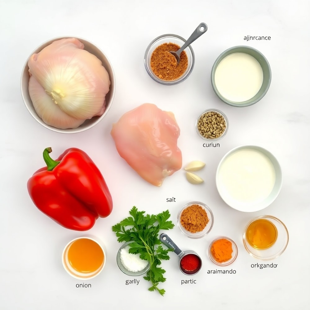 Raw Ingredients for Creamy Peruvian Chicken