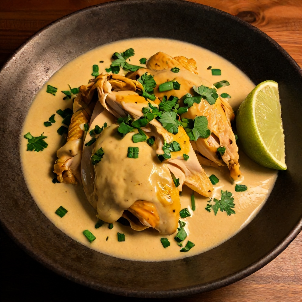 Plated Creamy Peruvian Churu Chicken Amarillo