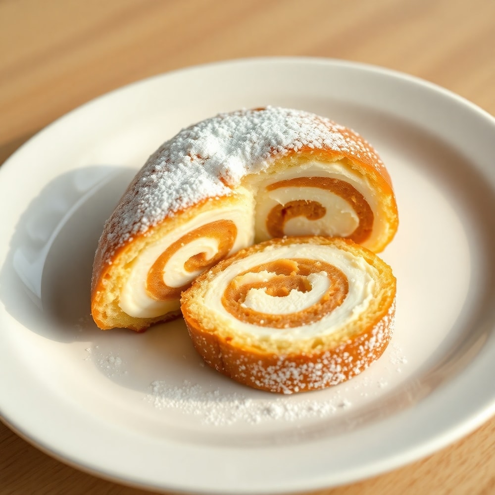 A slice of Creamy Swirl Ice Cream Bread Treat on a plate