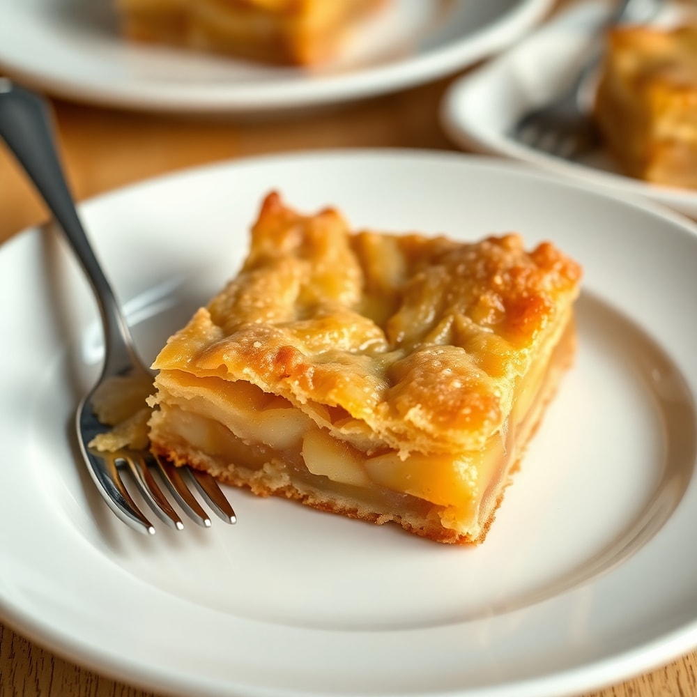 Apple Pie Bar on a plate with a fork