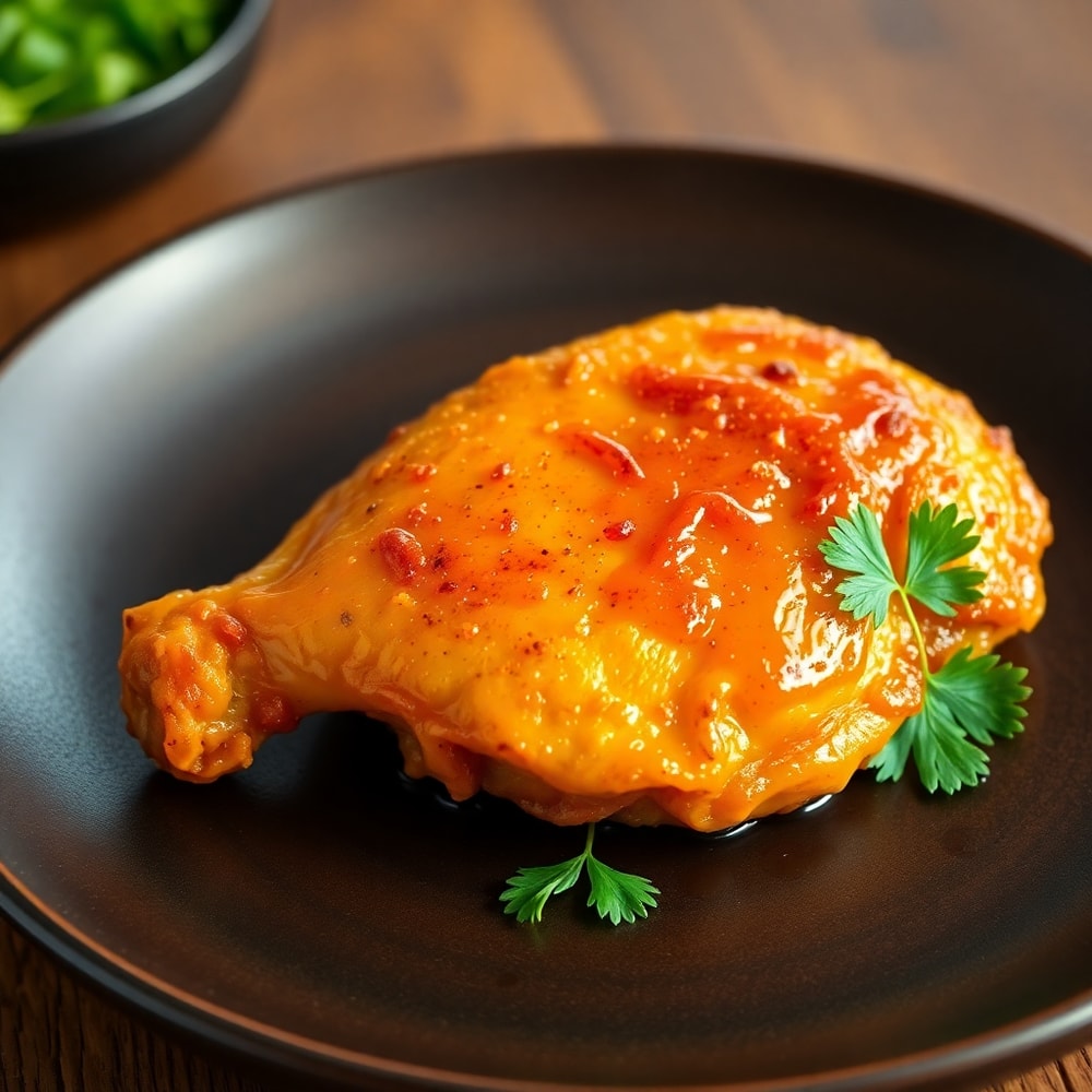Plated Crispy Baked Hot Honey Chicken