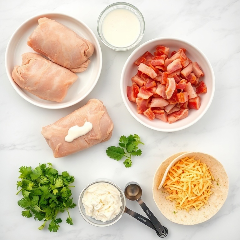 Raw ingredients for Crispy Chicken Bacon Ranch Wrap