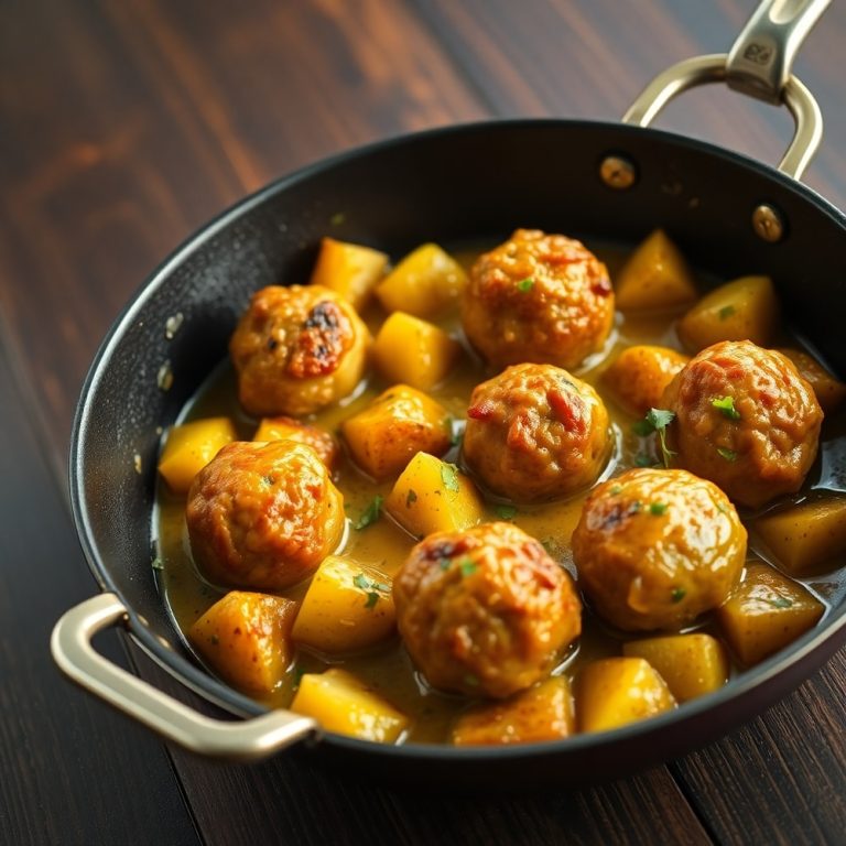 Garlic Butter One-Pan Meatballs and Potatoes