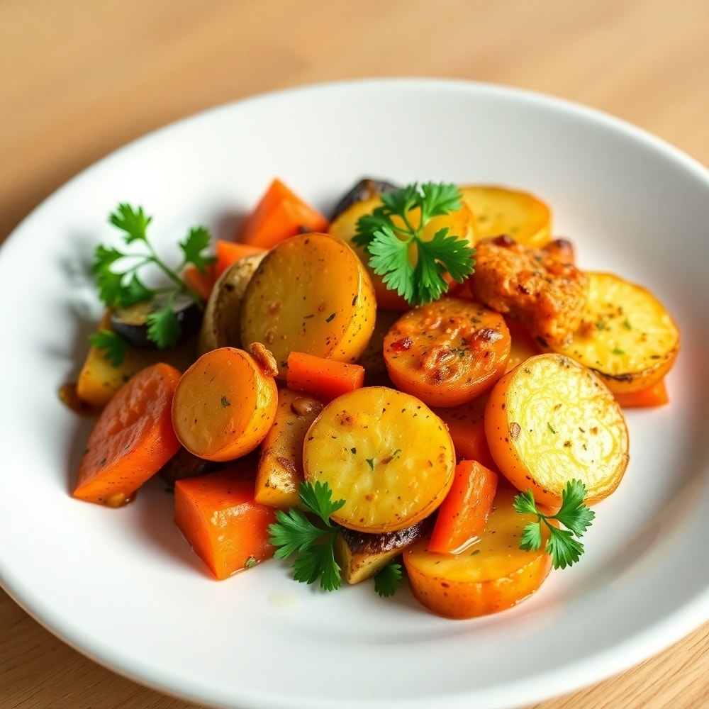 Plated Garlic Herb Roasted Potatoes