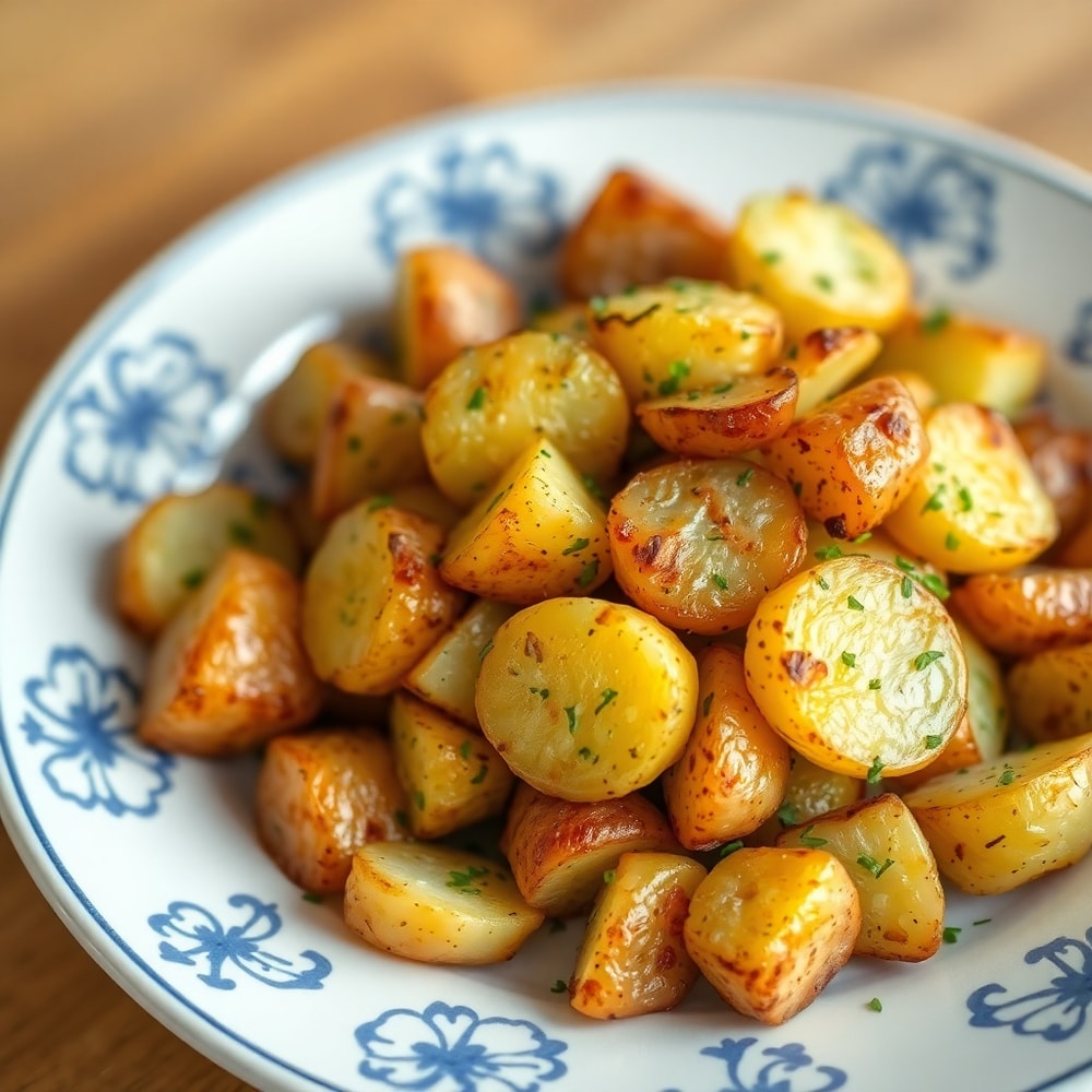 Plated Herbed Roasted Potato Salad