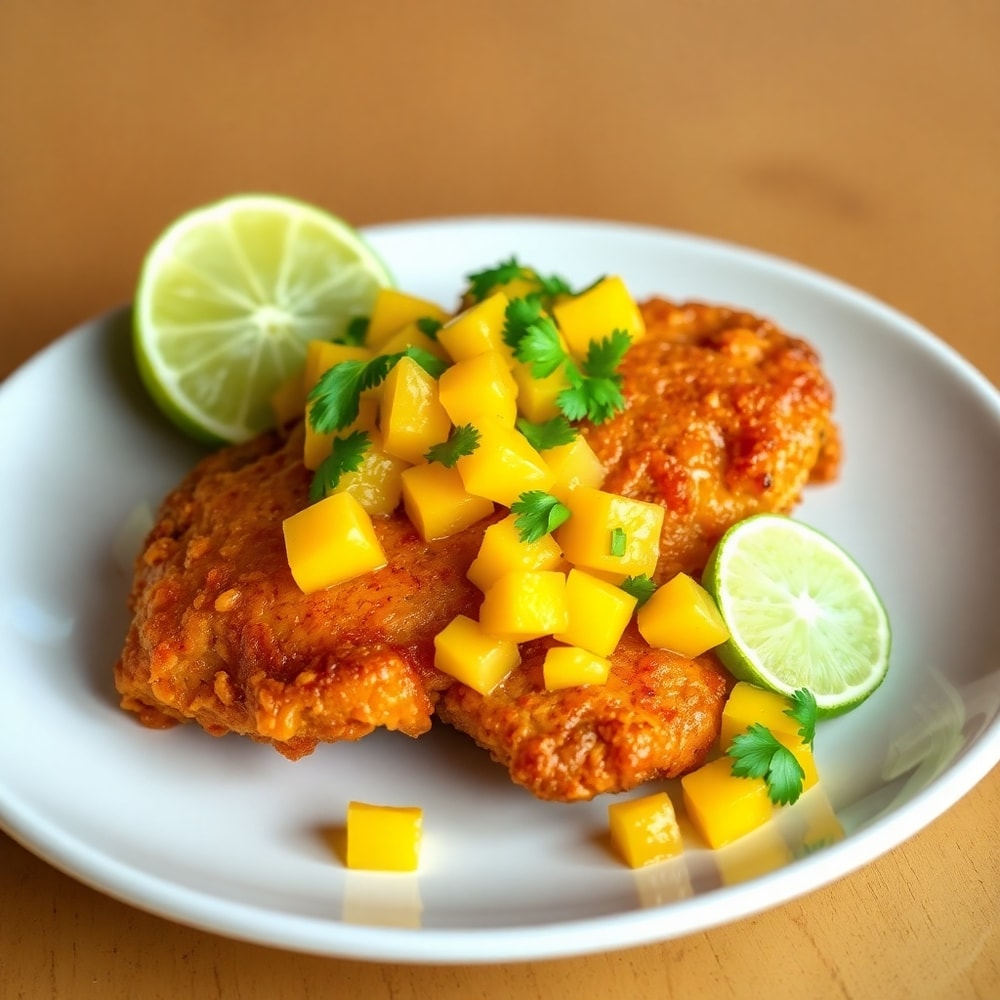 Plated Honey Lime Chicken with Mango Salsa