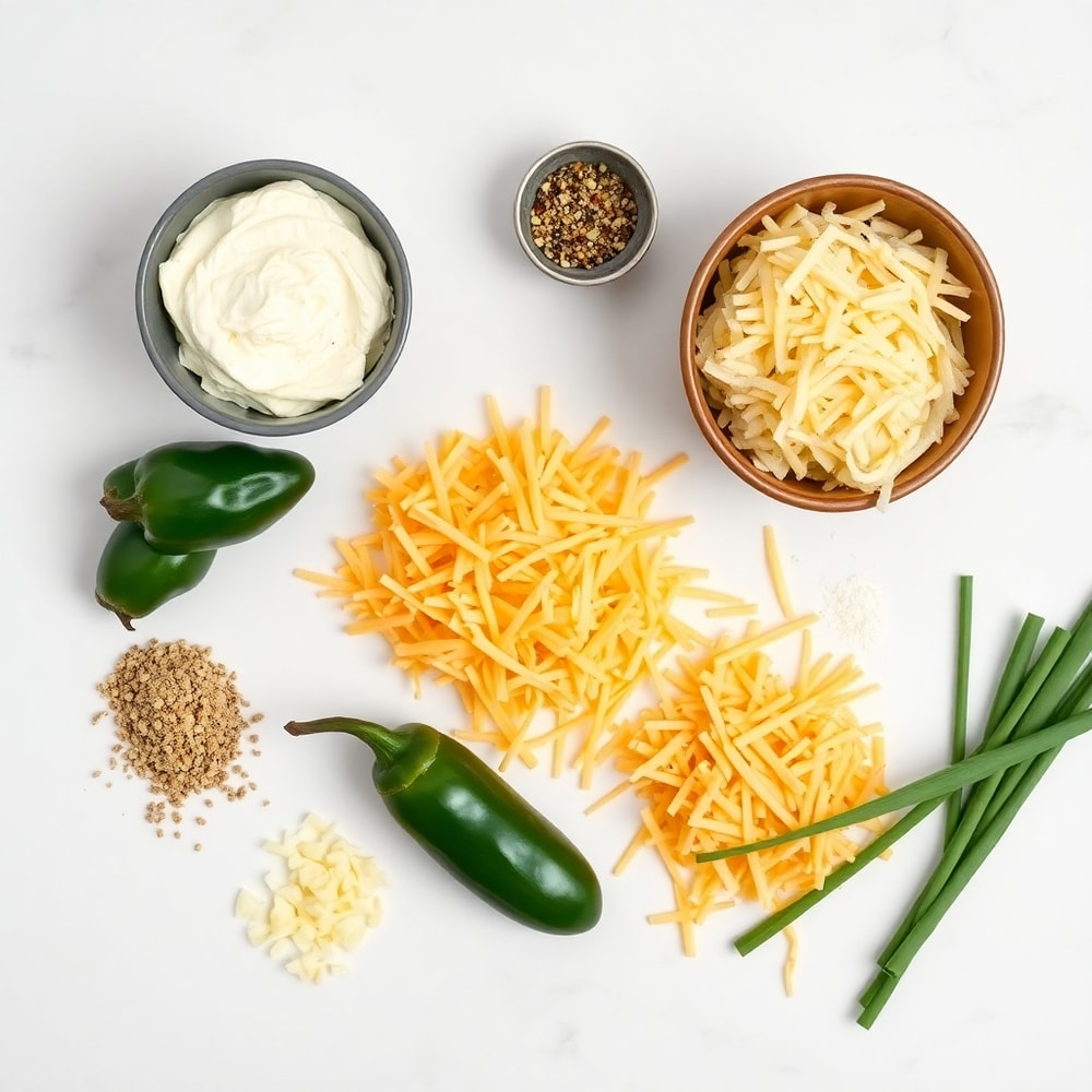 Jalapeño, cream cheese, and egg roll wrappers on a marble surface