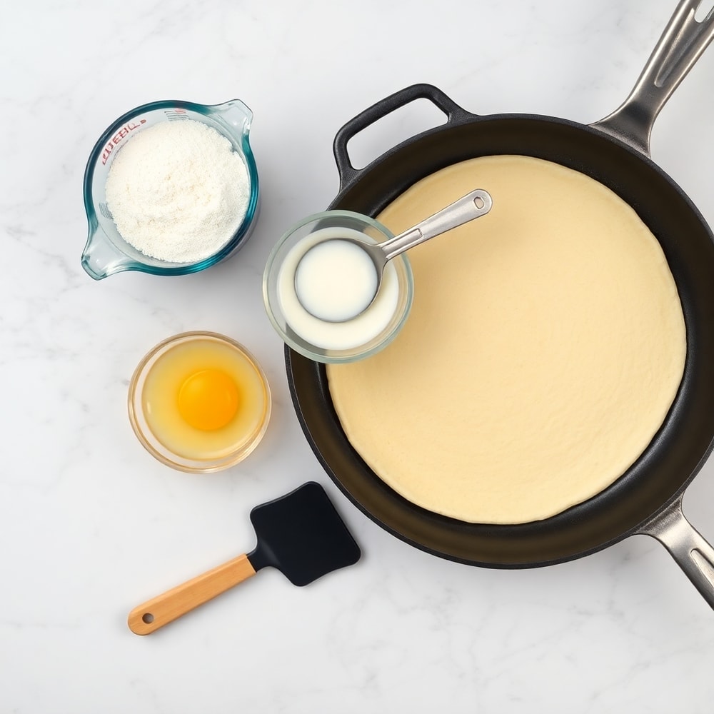 Raw ingredients for Lion Pancakes on a marble surface