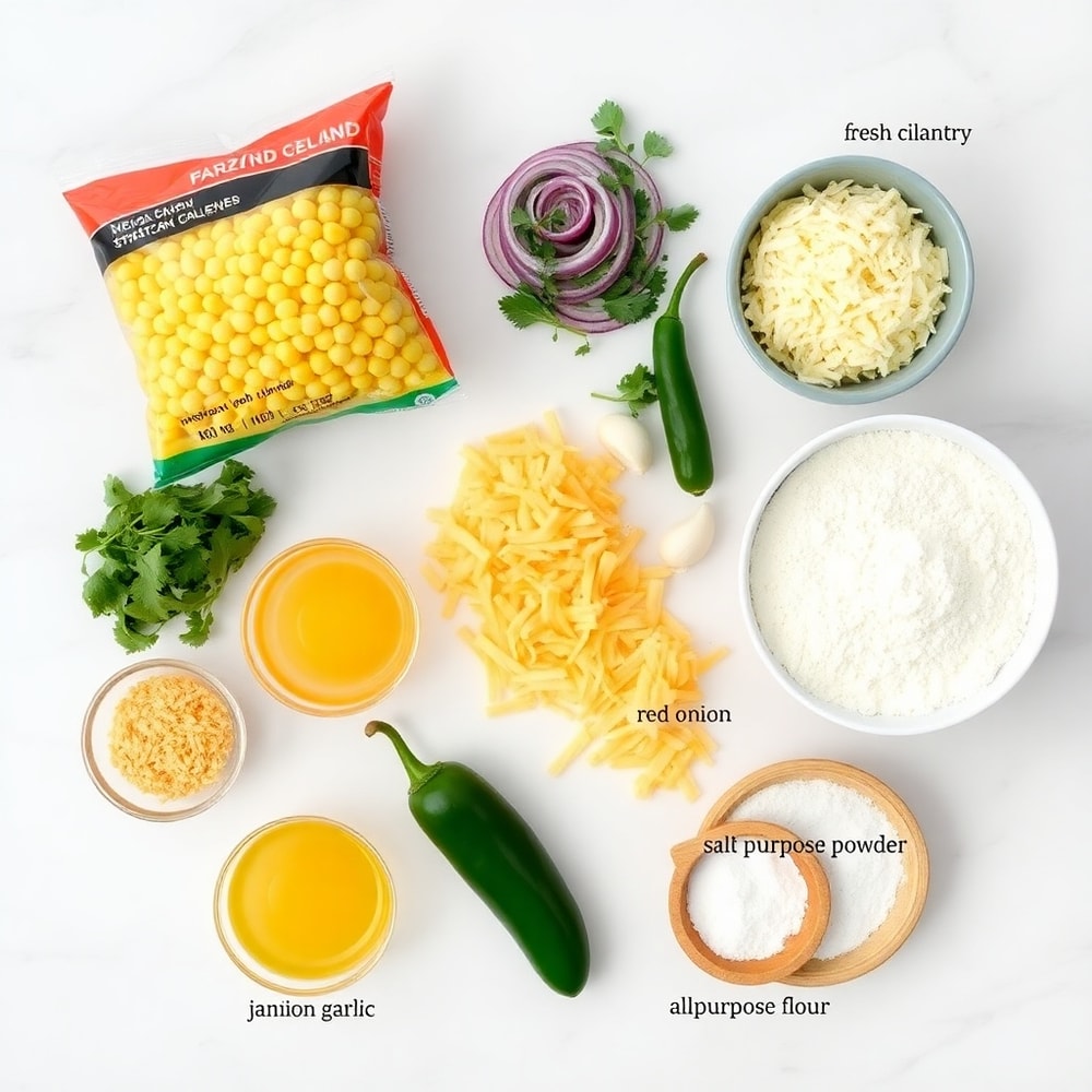 Raw ingredients for Mexican street corn fritters