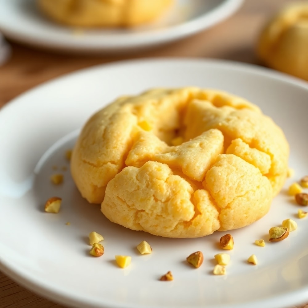 Orange scone cookie on a white plate