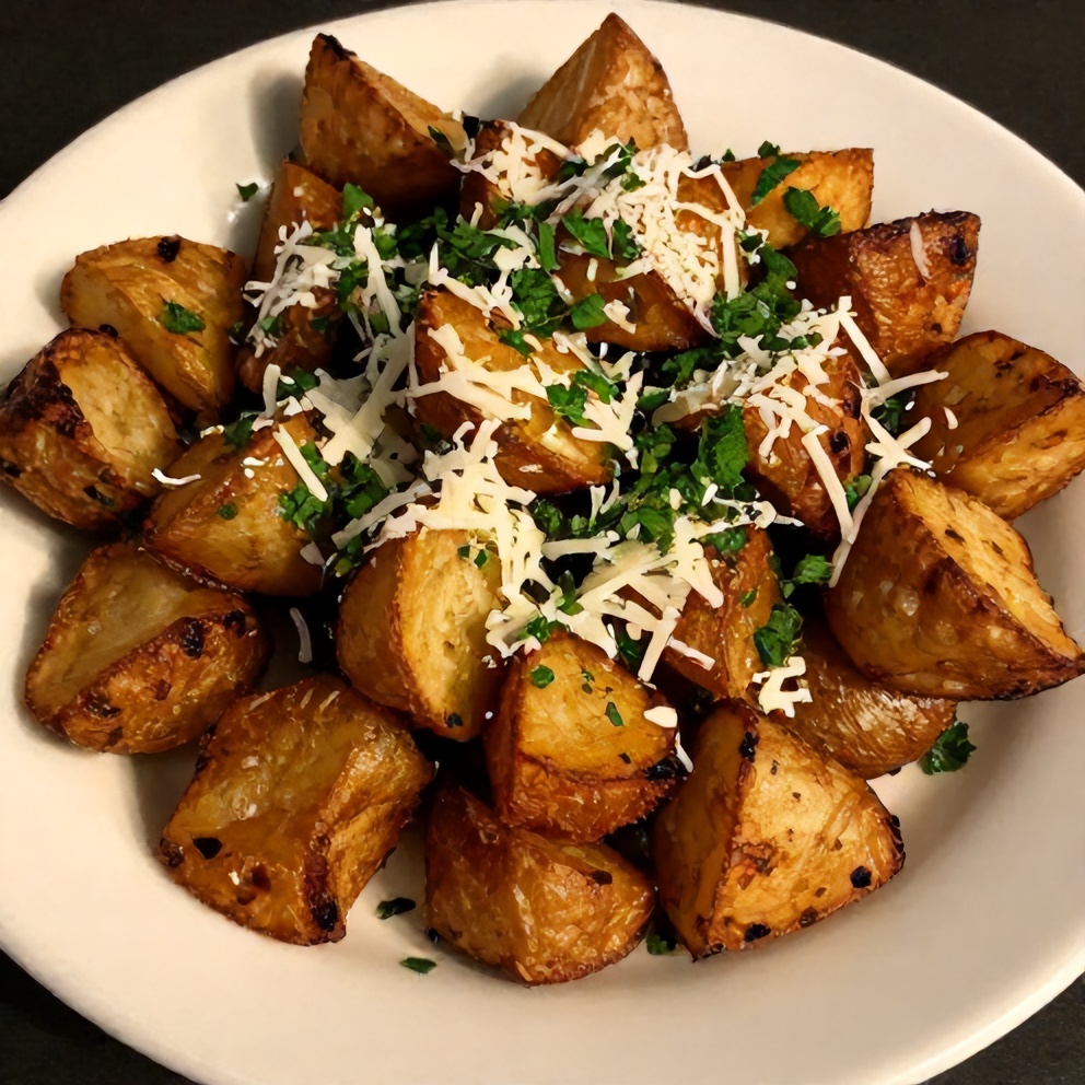 Plated Crispy Ranch Potatoes with fresh parsley