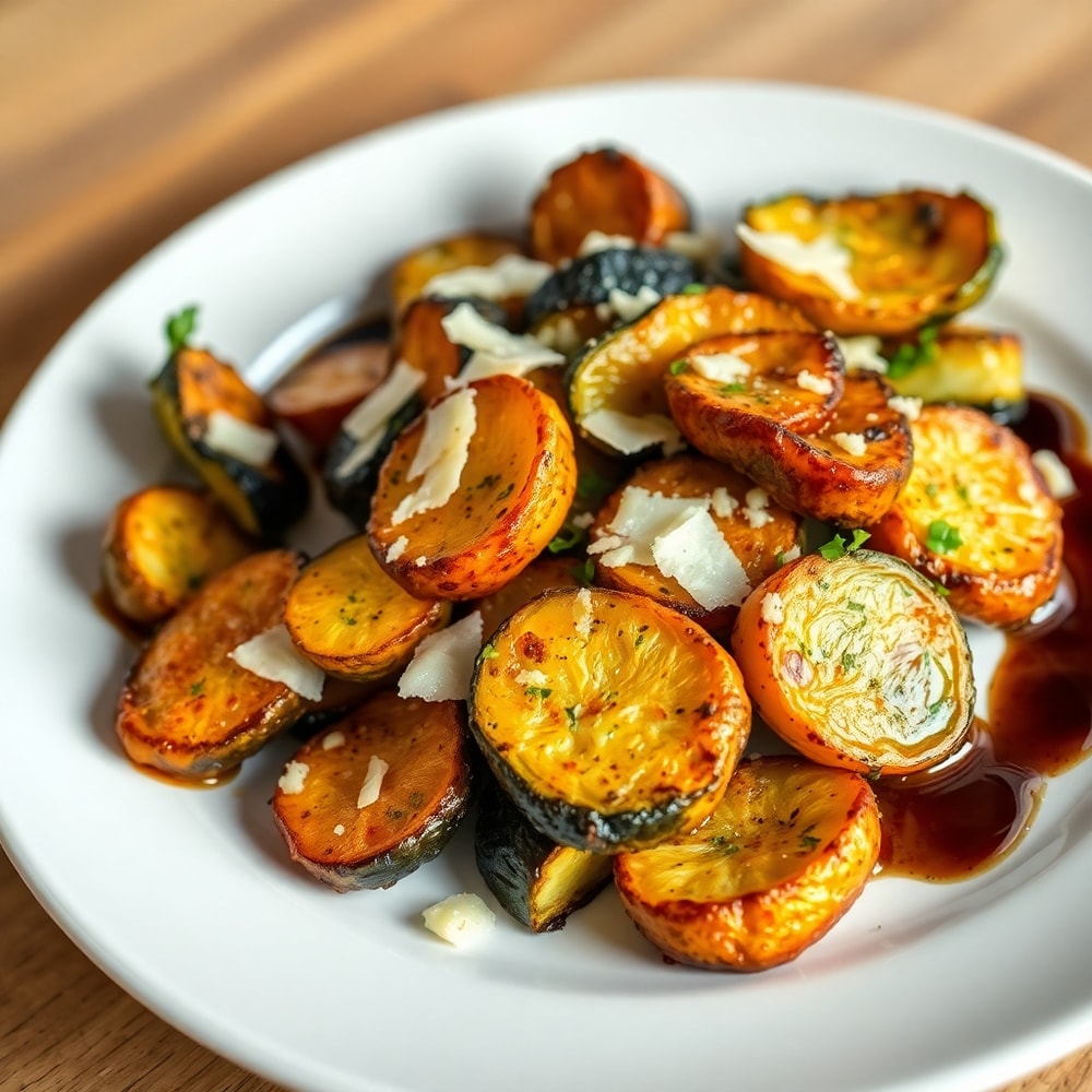 Plated Roasted Vegetables with Garlic and Herbs