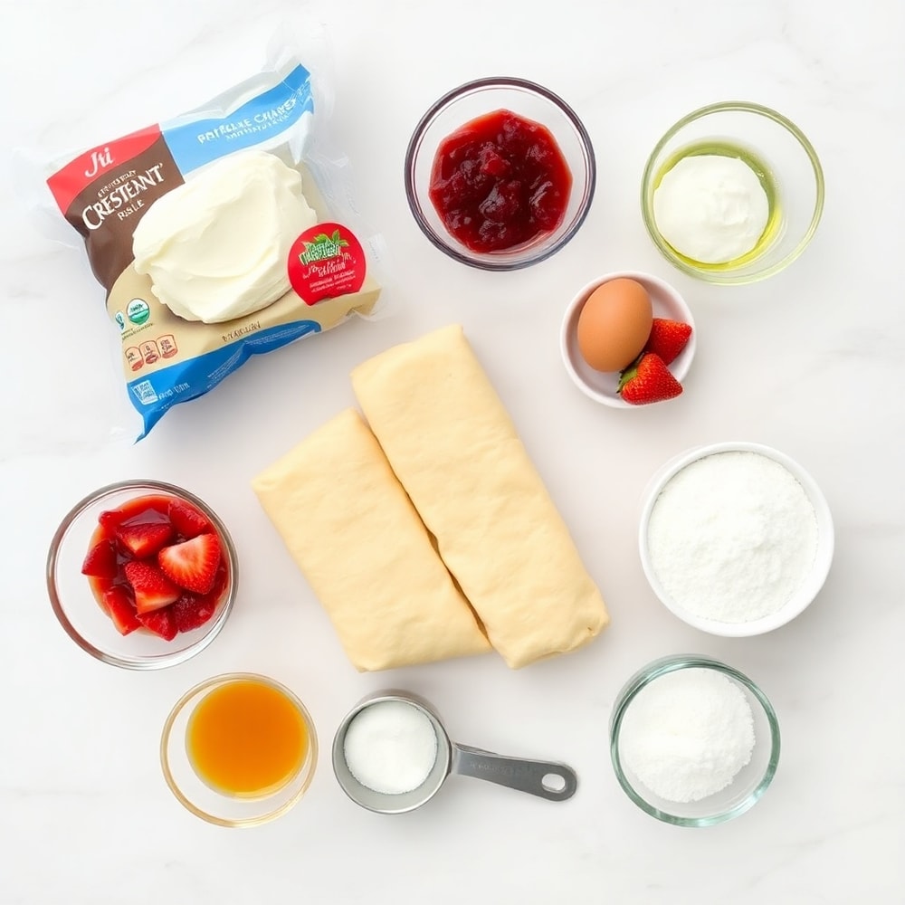 Raw Ingredients for Strawberry Cheesecake Breakfast Rolls