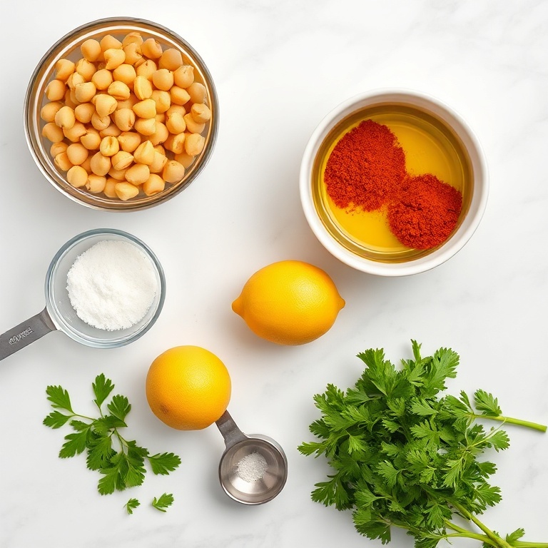 Raw ingredients for za'atar roasted chickpeas