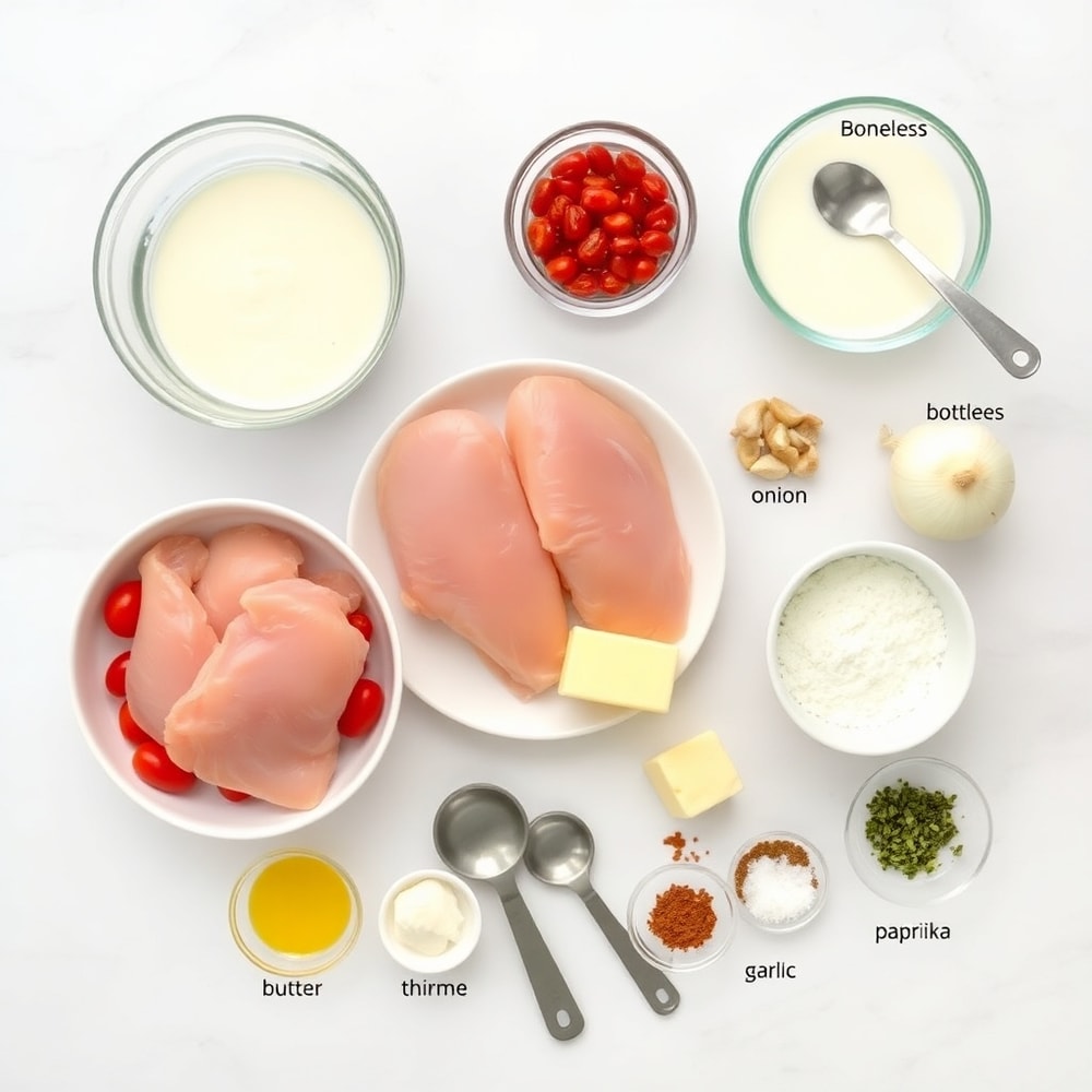 Raw ingredients for Crockpot Cajun Butter Chicken