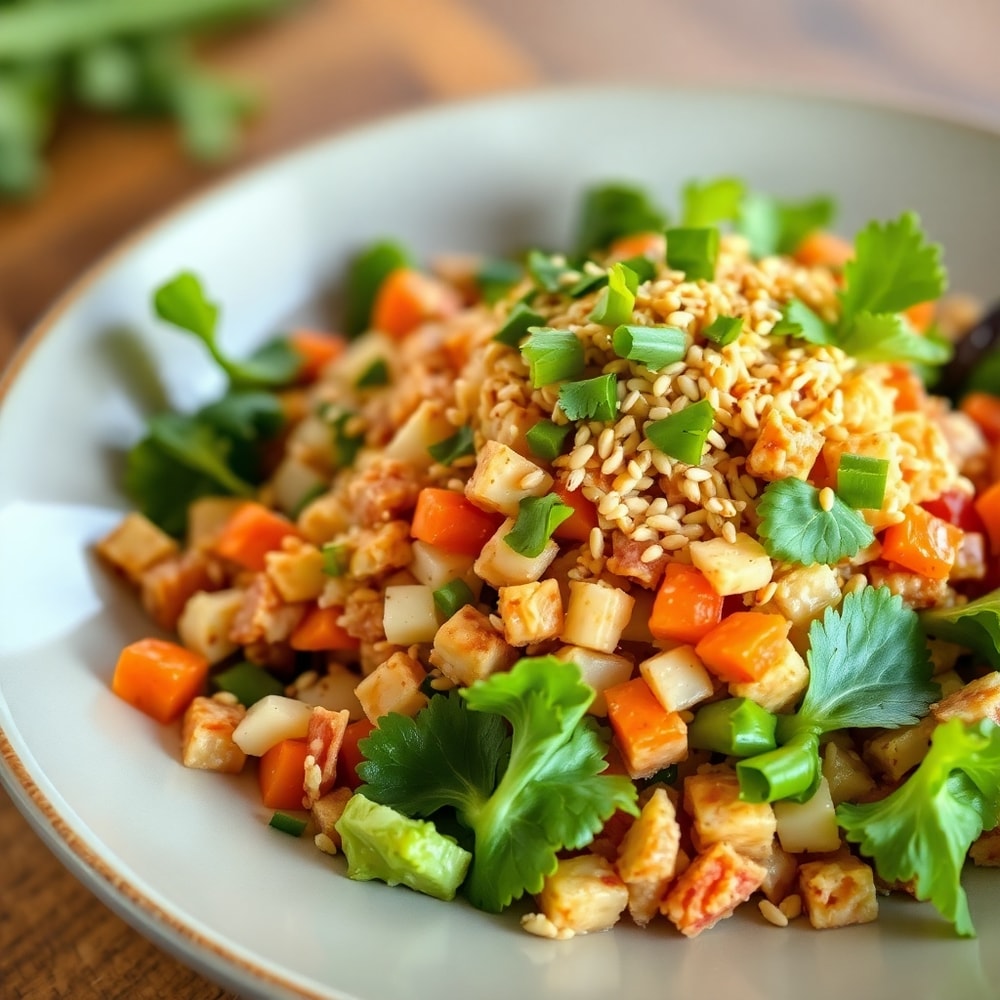 Plated serving of Crunchy Asian Chopped Salad