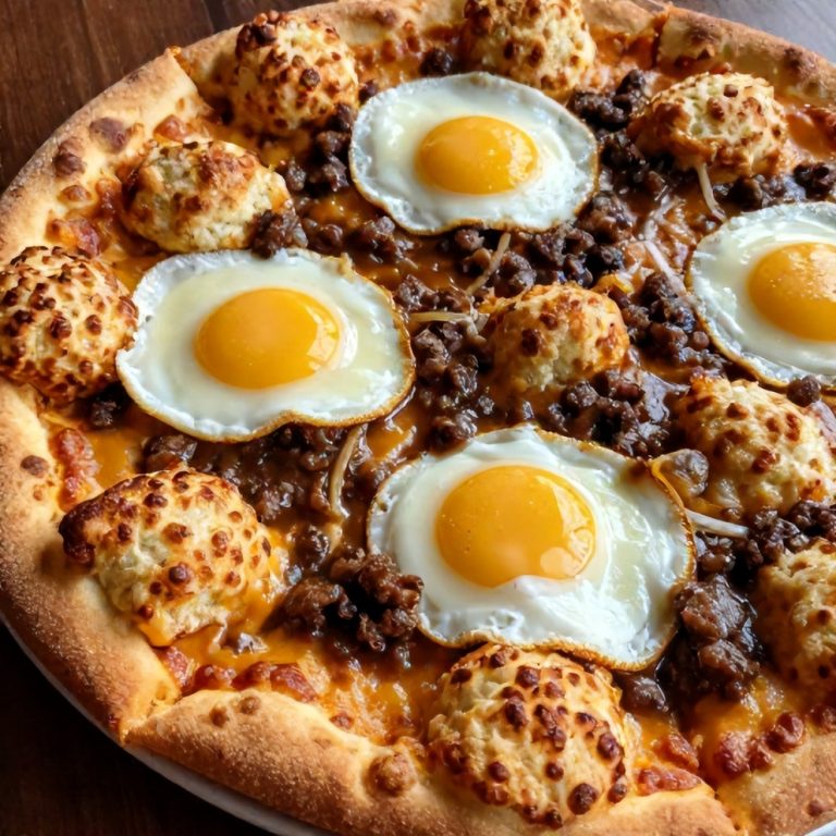 easy biscuits and sausage gravy breakfast pizza