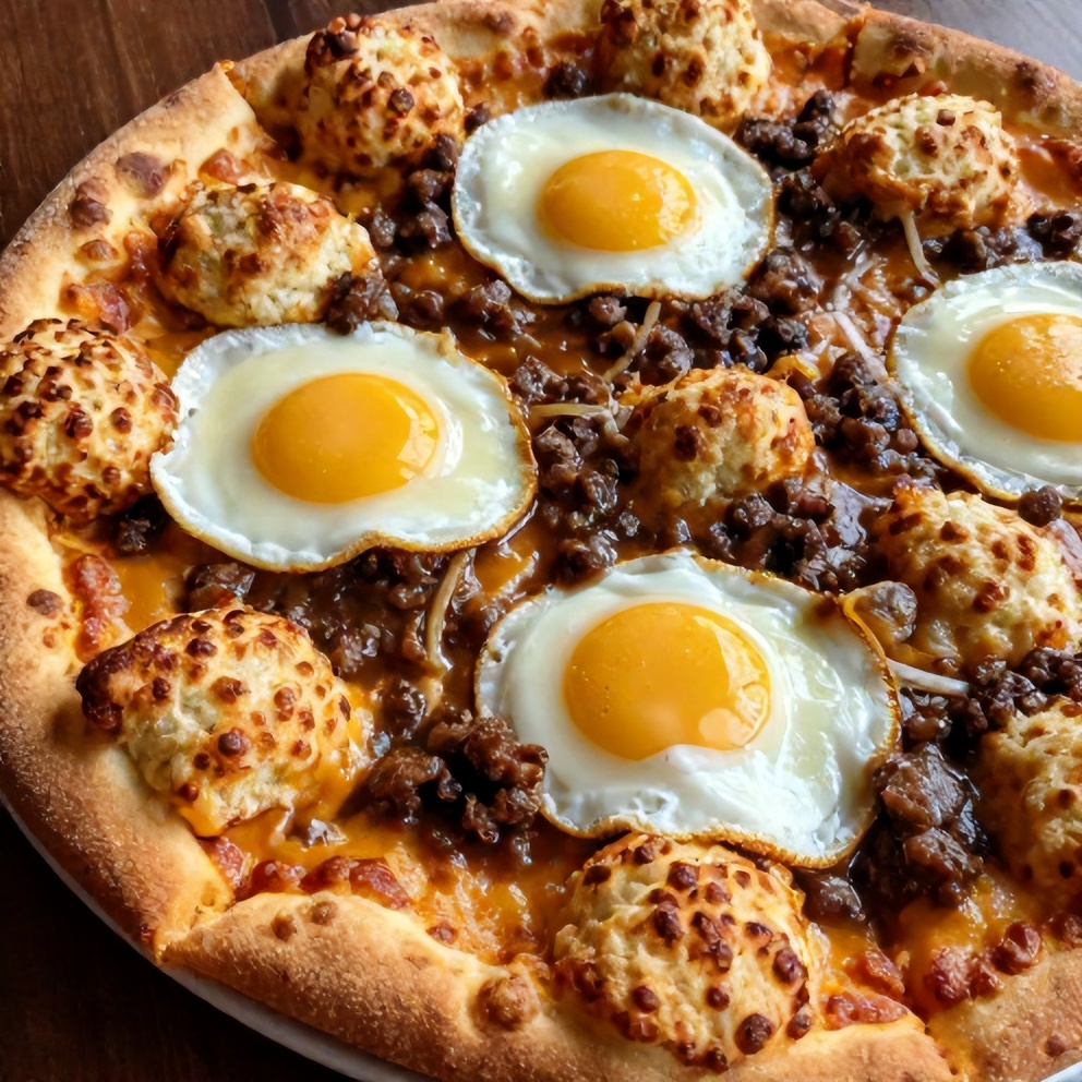 easy biscuits and sausage gravy breakfast pizza