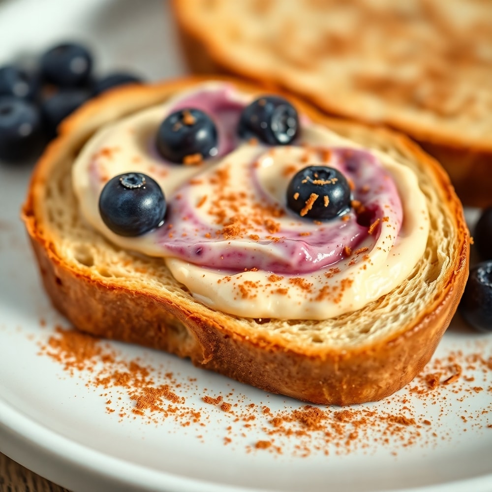 Blueberry butter spread on a slice of toast