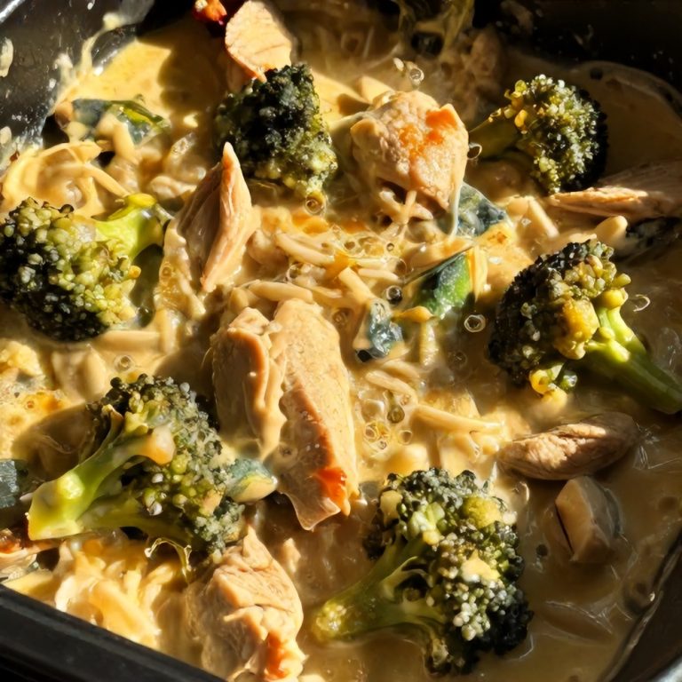 easy cheesy broccoli chicken and rice crockpot