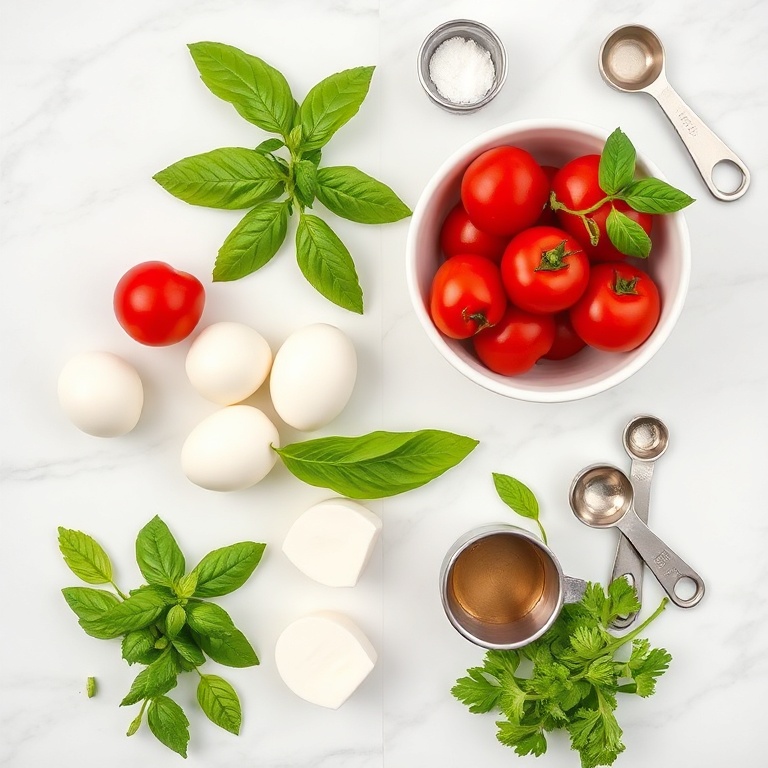 Raw ingredients for cherry tomato salad