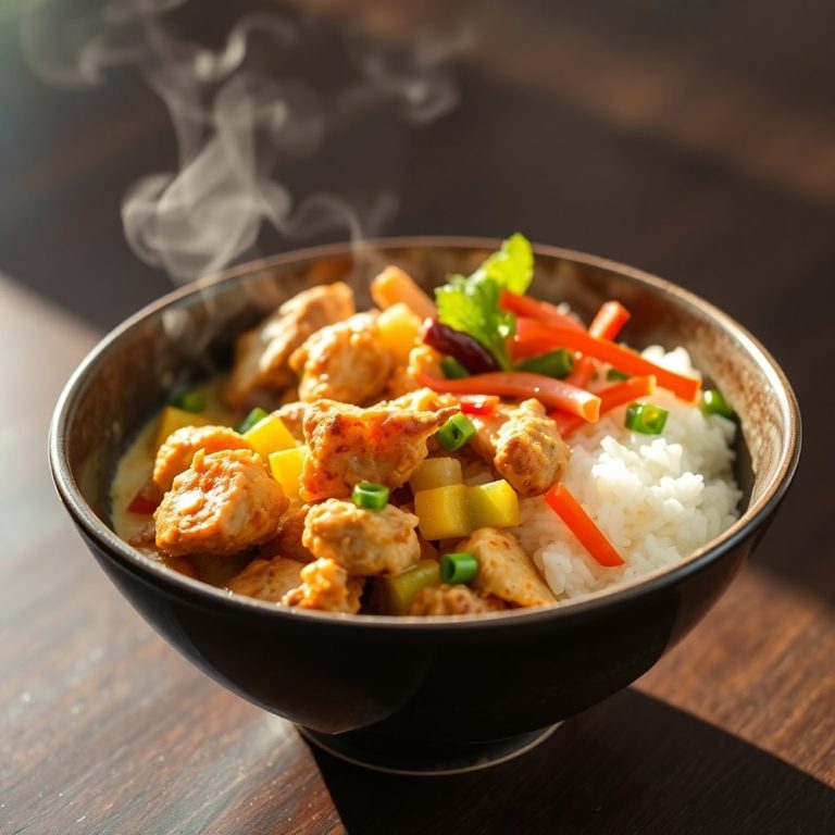 easy coconut chicken rice bowl