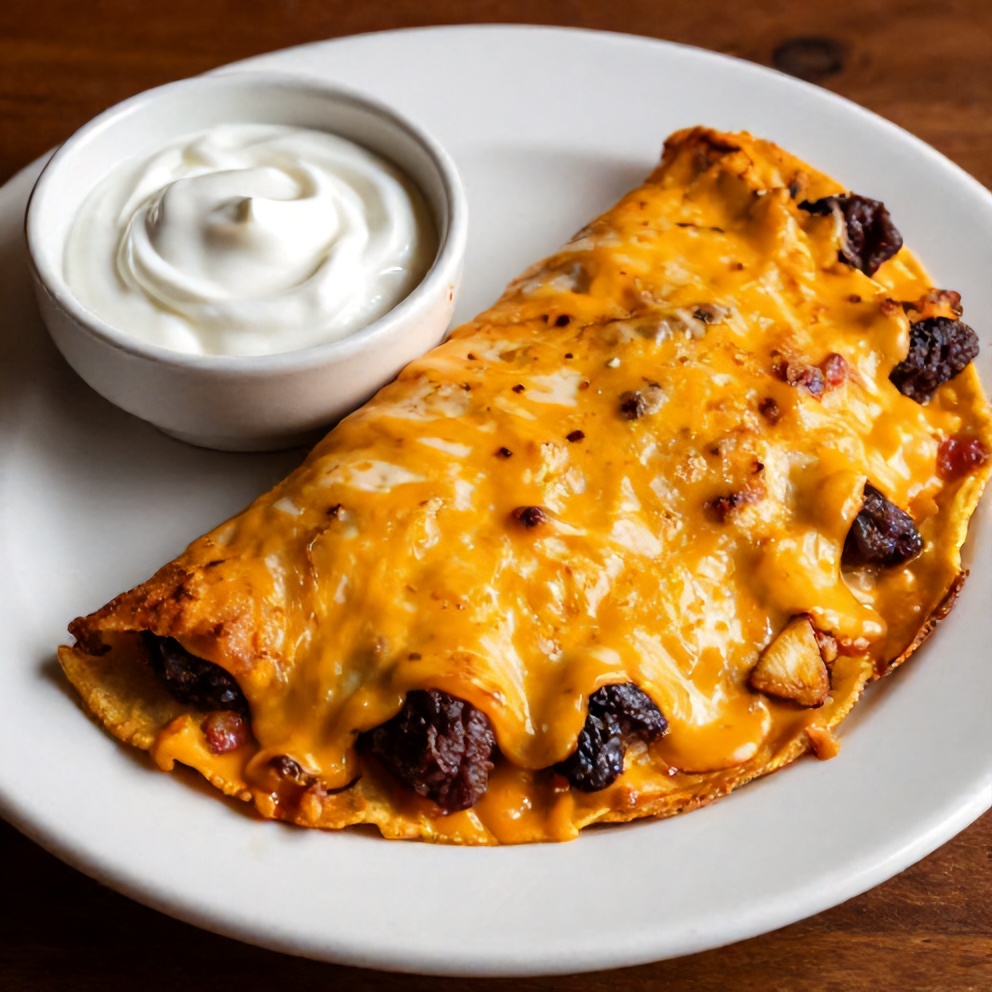 Plated Copycat Taco Bell Meximelt with a side of tortilla chips