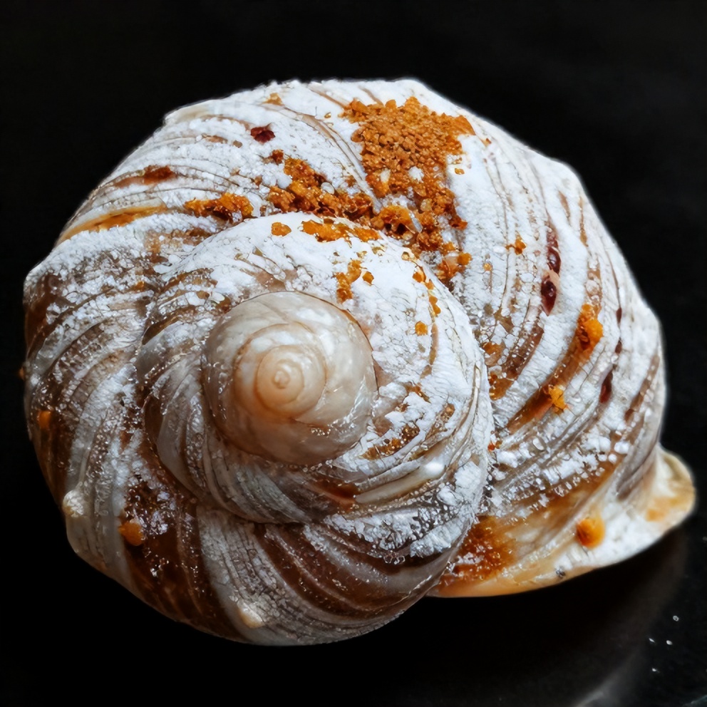 Plated sugar snail with powdered sugar