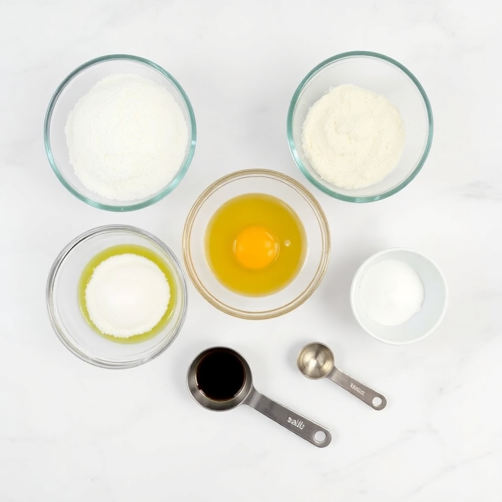 Ingredients for sugar snails on a marble surface