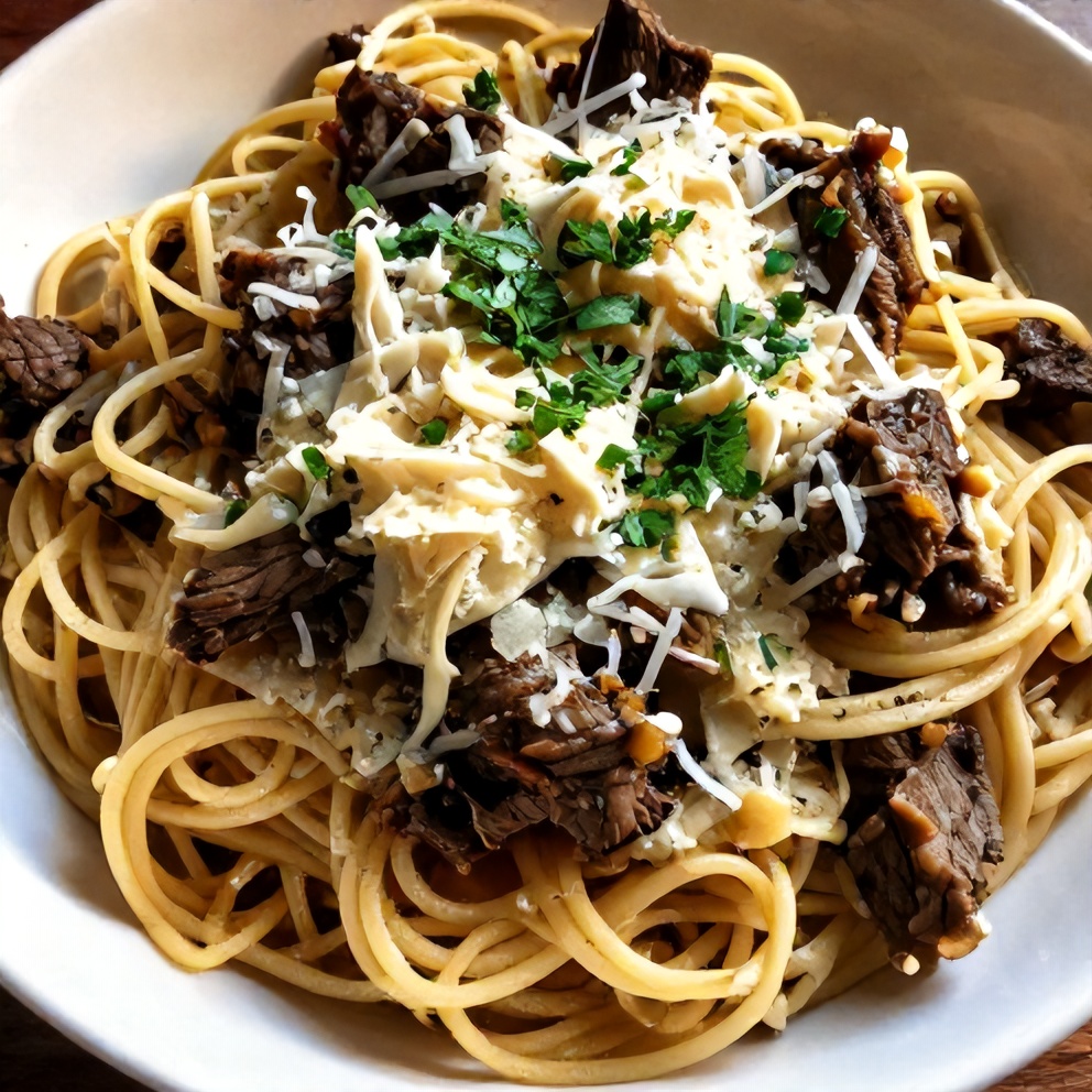 Easy Garlic Beef Pasta