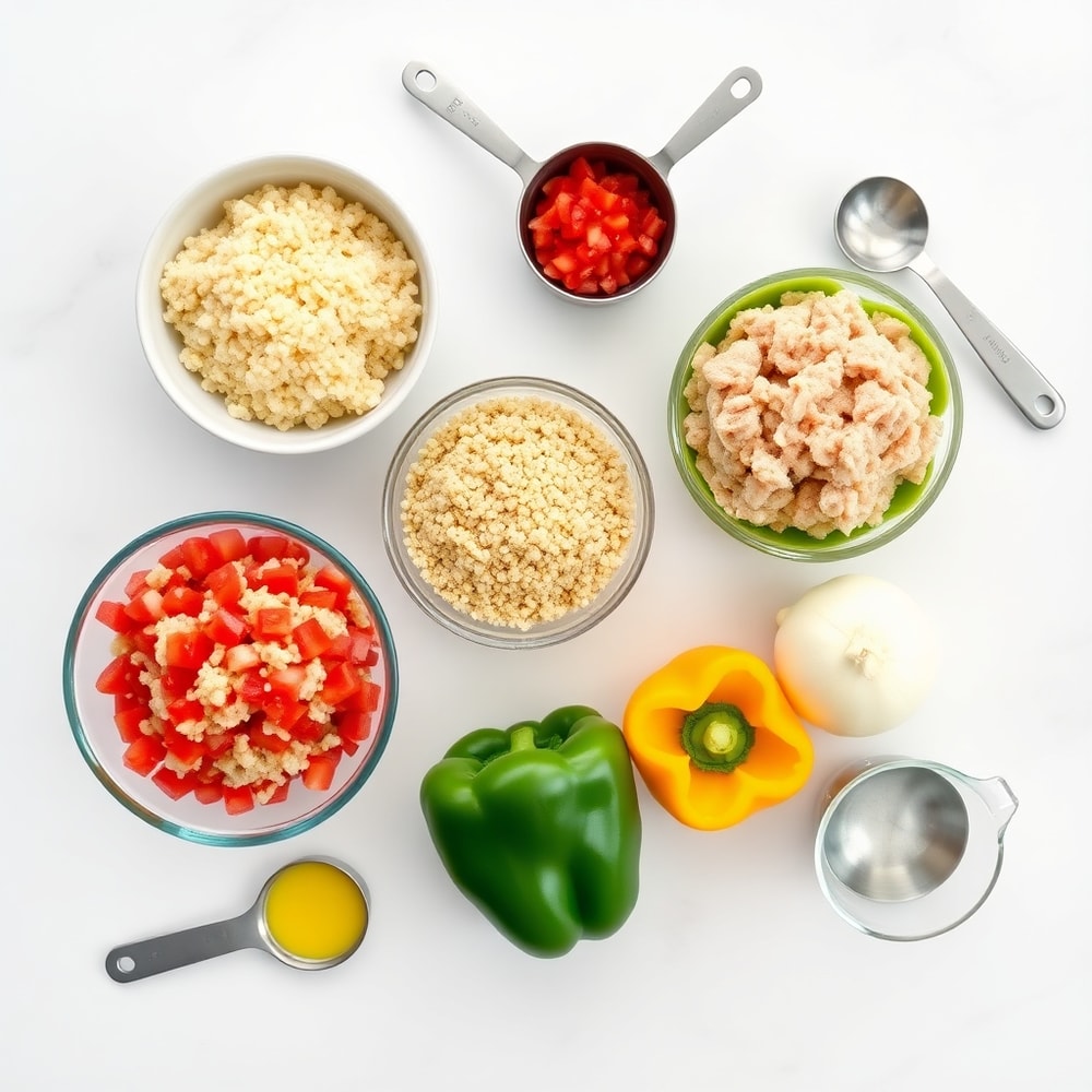 Raw Ingredients for Easy High-Protein Stuffed Bell Peppers