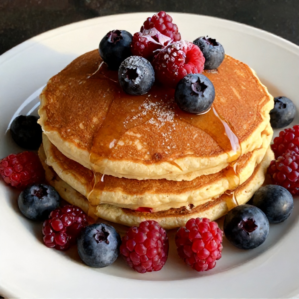 Keto Coconut Flour Pancakes with Fresh Berries