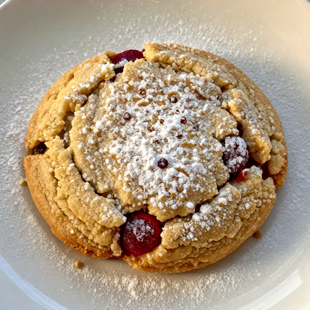 Lemon raspberry cookies on a cooling rack