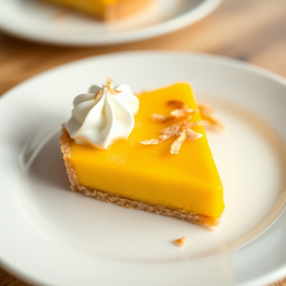 Mango Curd Tart with a dollop of whipped cream